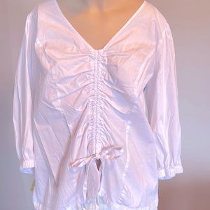 Eloquii Women’s White 3/4 Length Puff Sleeve w/ Scrunch Front Size 14